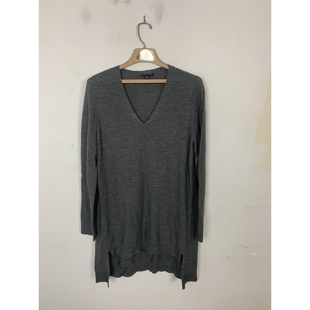Eileen Fisher Women Sweater Medium Gray 100% Merino Wool Minimal Lagenlook Fall